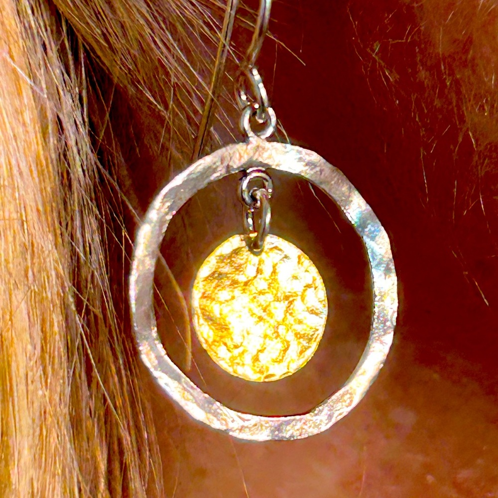 Silpada Silver and Gold Textured Earrings